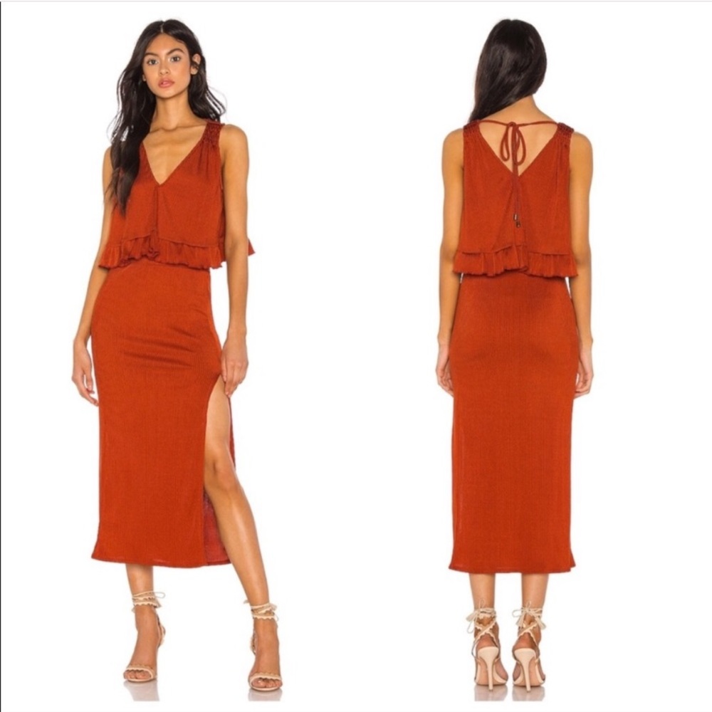 Free people set smoked paprika skirt & crop top
